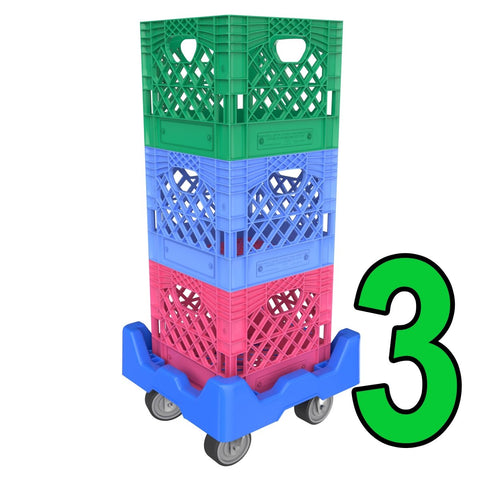Square Milk Crate Dolly - Set of 3 "18 x 18 x 8"