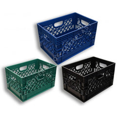 Rectangular Milk Crates     3-Pack. Black, Blue, and Green Colors.