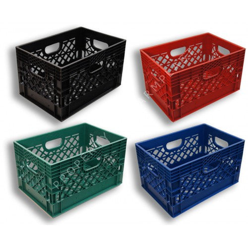 Rectangular Milk Crates 4-Pack. Black, Blue, Green and Red Colors