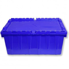 Heavy-Duty Plastic Tote w. Attached Lid - Storage Container