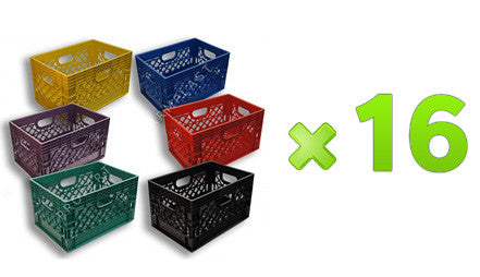 96 Rectanglular Milk Crates Pallet available colors (black, blue, red, green, violet)